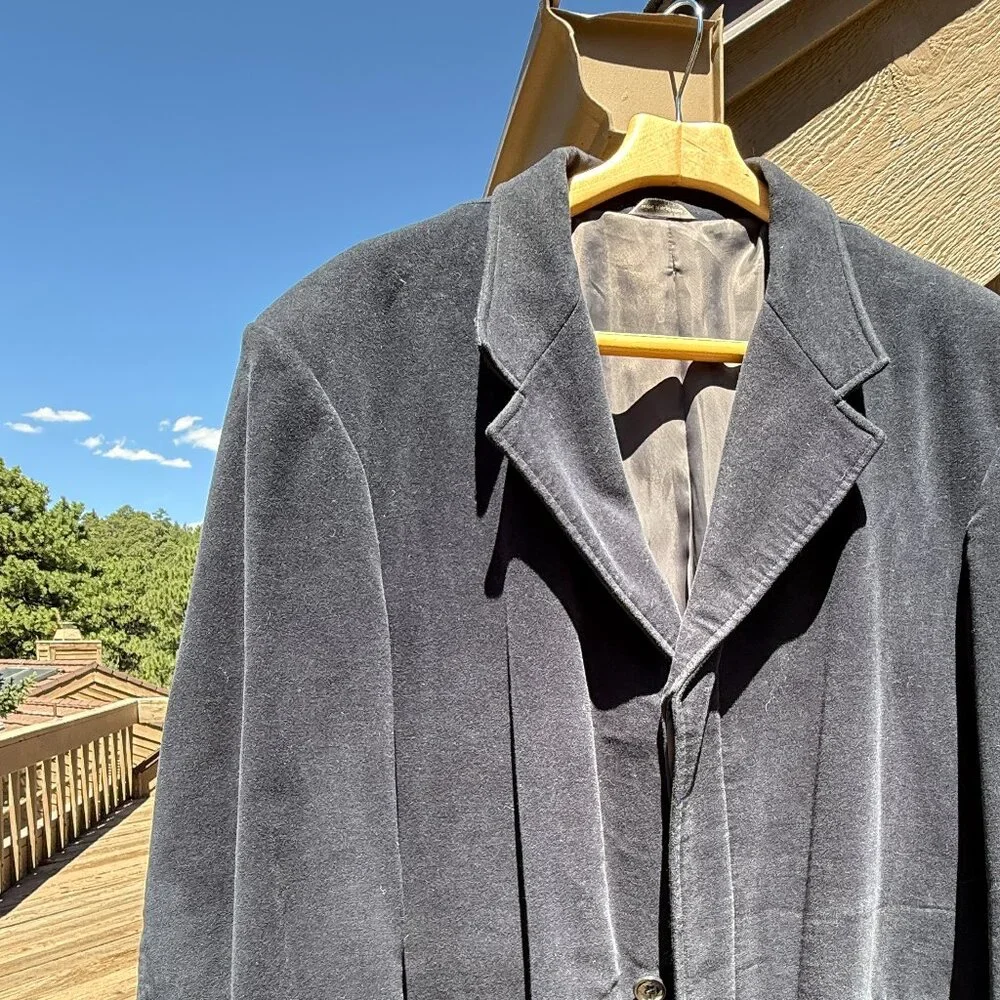 Vintage Banana Republic Men's Navy Button-Down Chestfield Coat