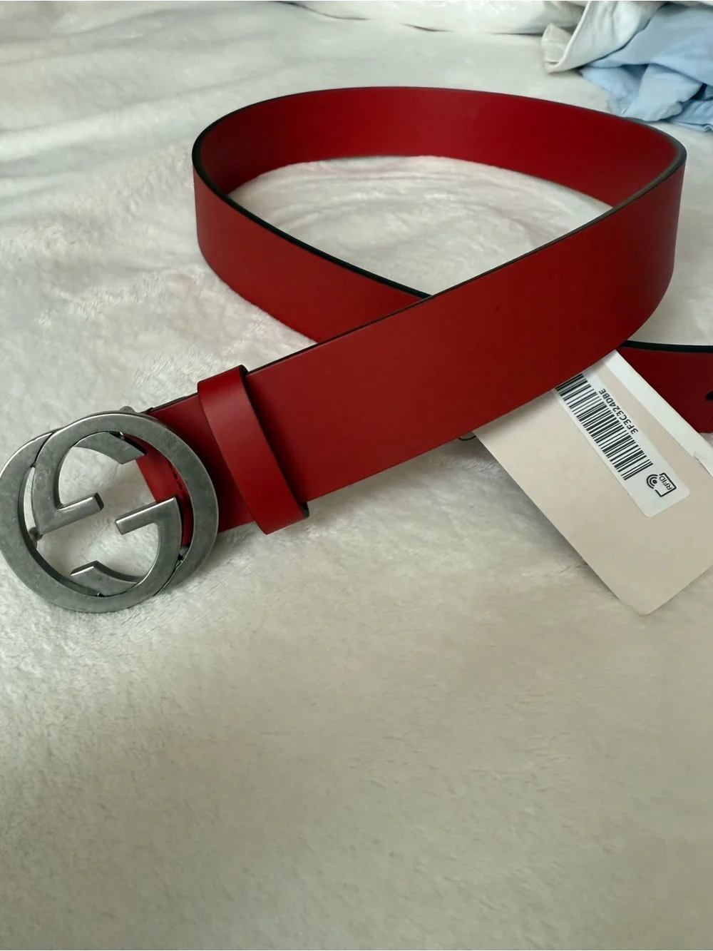 Gucci Double G Red Leather Belt 95