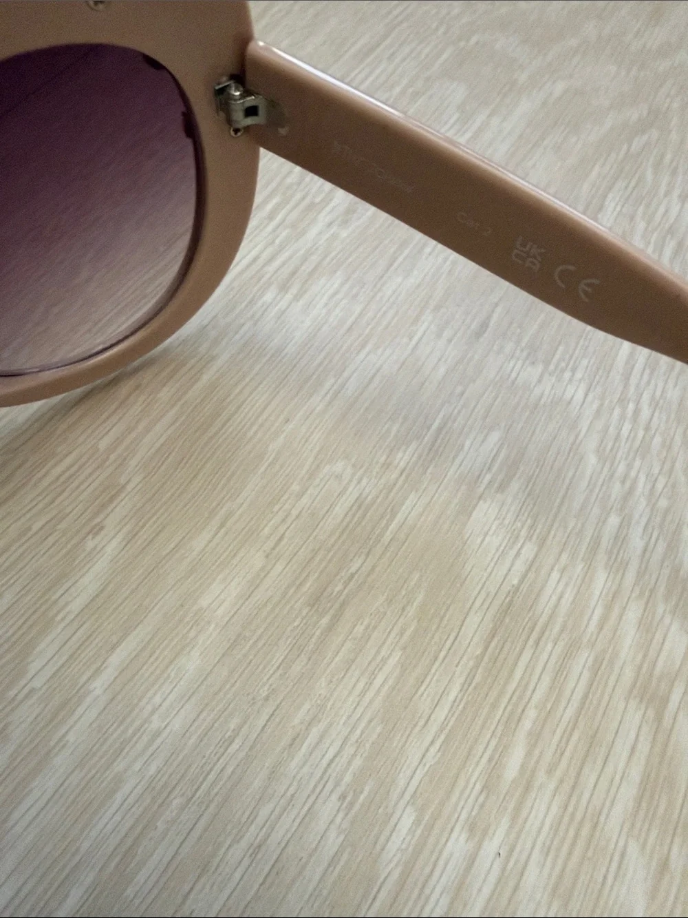 Betsey Johnson Nude Pink Round Sunglasses with Rose Gold Floral Accents