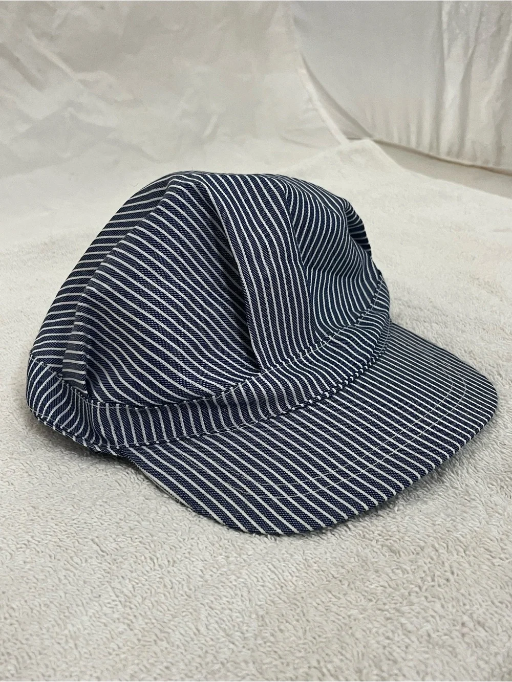 Blue & White Striped Train Conductor Cap