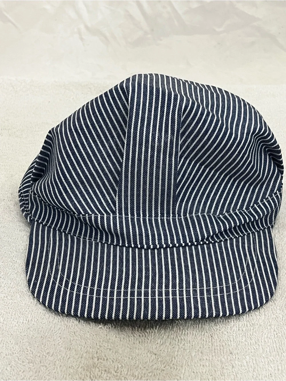 Blue & White Striped Train Conductor Cap