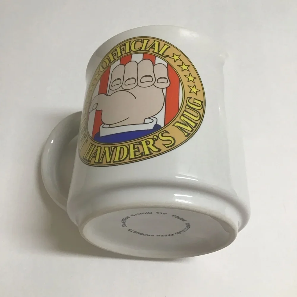 Left Handers Coffee Mug Cup Lefties Book LOT 1980’s Gift Kitchen Vintage Korea