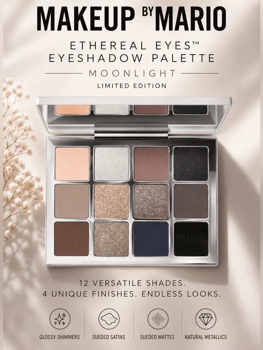 Makeup by Mario Ethereal Eyes Moonlight Palette NIB Limited Edition 12 Shades