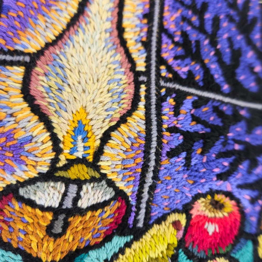 Laura Gaskin Lamplight Fruit Hand Embroidered Quilted Wall Hanging 2007 NC Art M