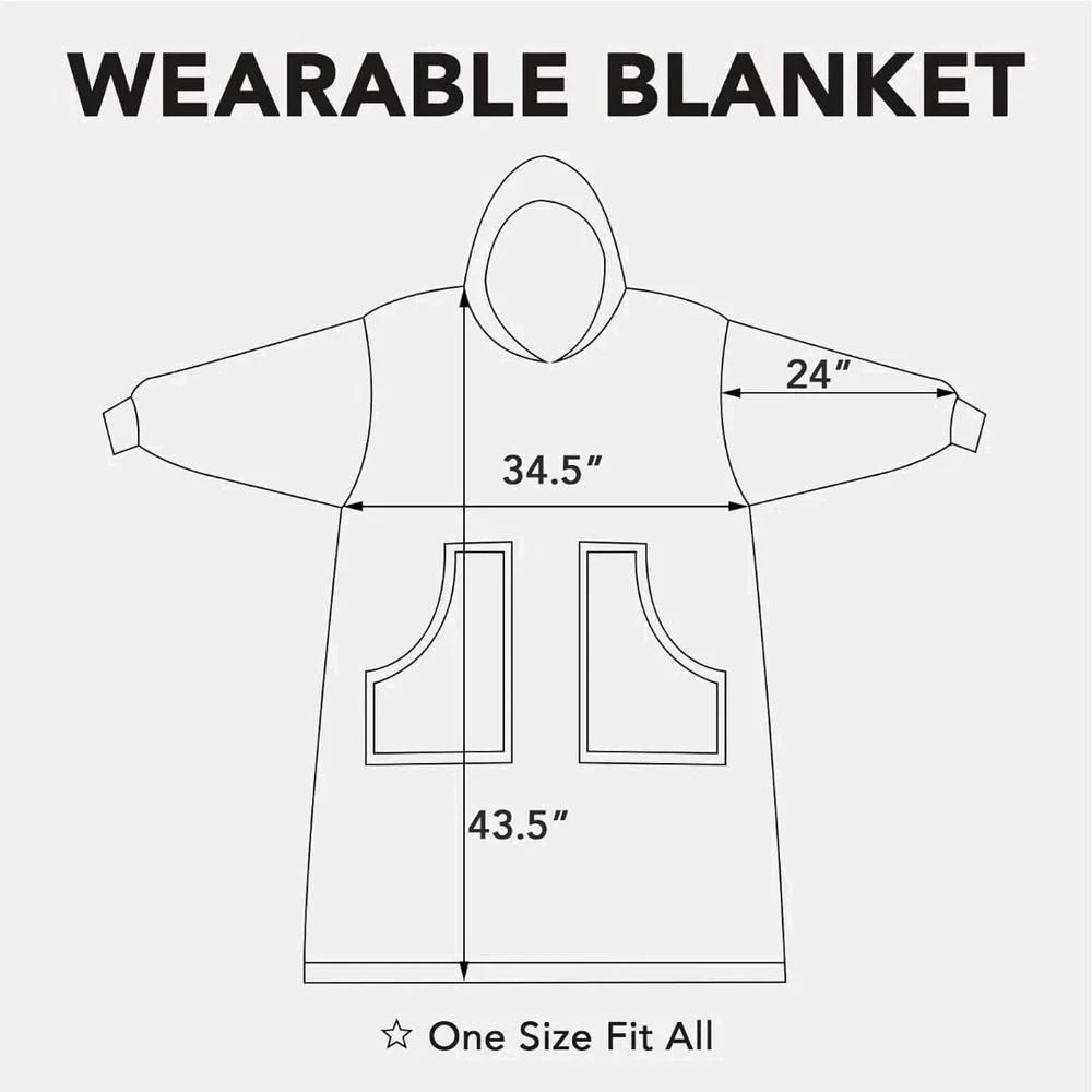 Christmas‎ Oversized Flannel Wearable Blanket Hoodie for Adults, One Size