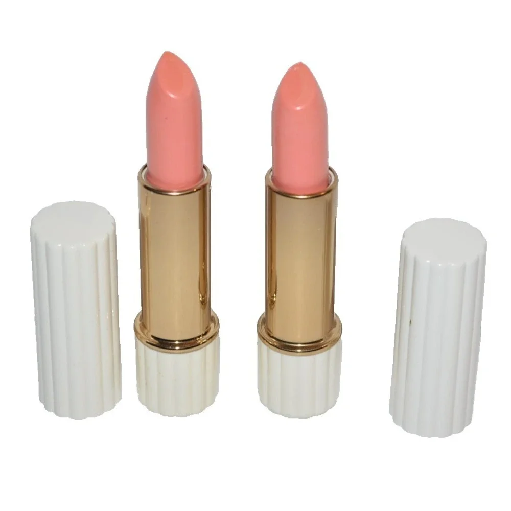 Vtg Estee Lauder All-Day‎ Lipstick Pink White Fluted Tube discontinued 2pcs