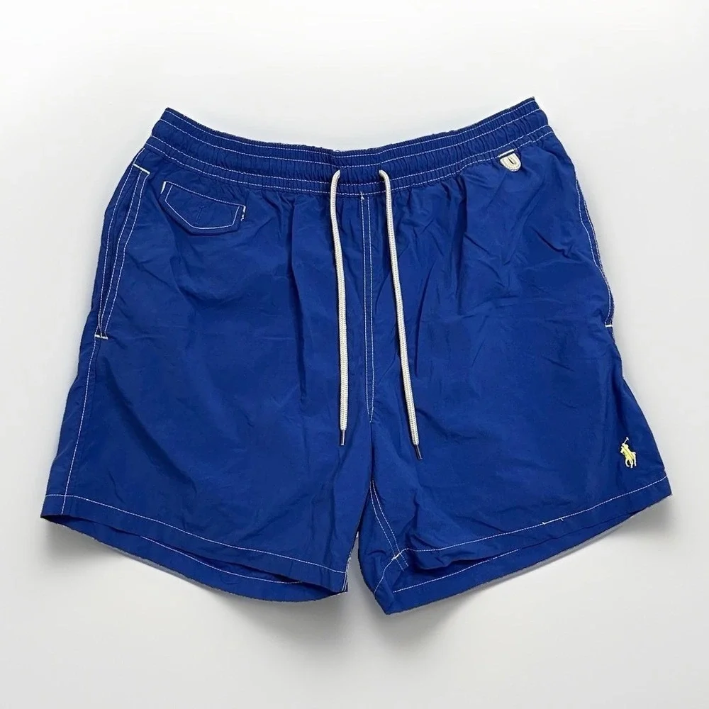 Polo Ralph Lauren Men's Blue Swim Trunks L Made In Taiwan Mesh Lined