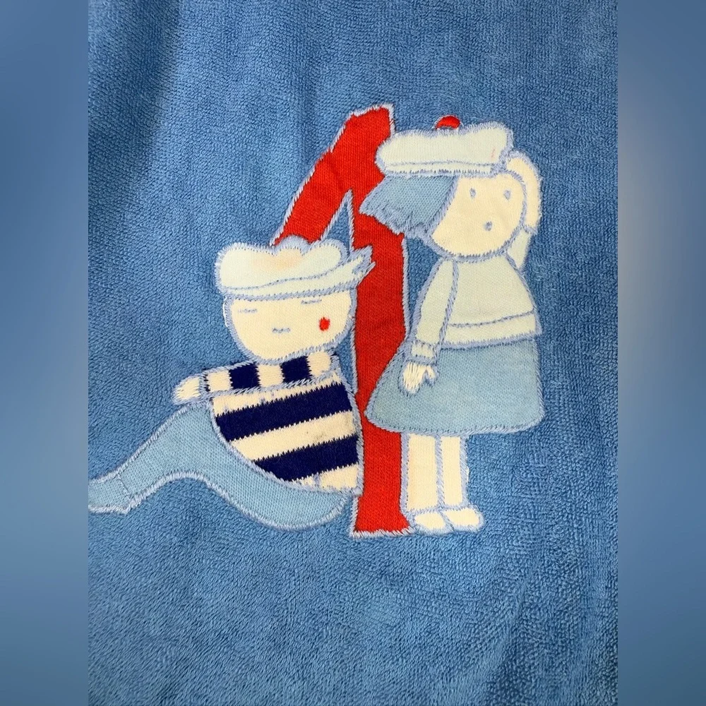 SAB' VINTAGE 80s Terrycloth‎ Nautical Applique Sleeper Footie Pajamas Size 6-12M