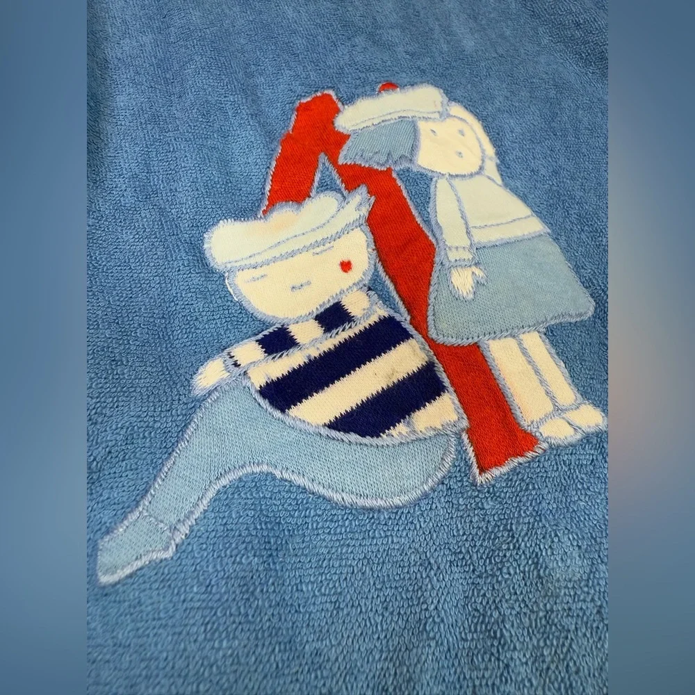 SAB' VINTAGE 80s Terrycloth‎ Nautical Applique Sleeper Footie Pajamas Size 6-12M