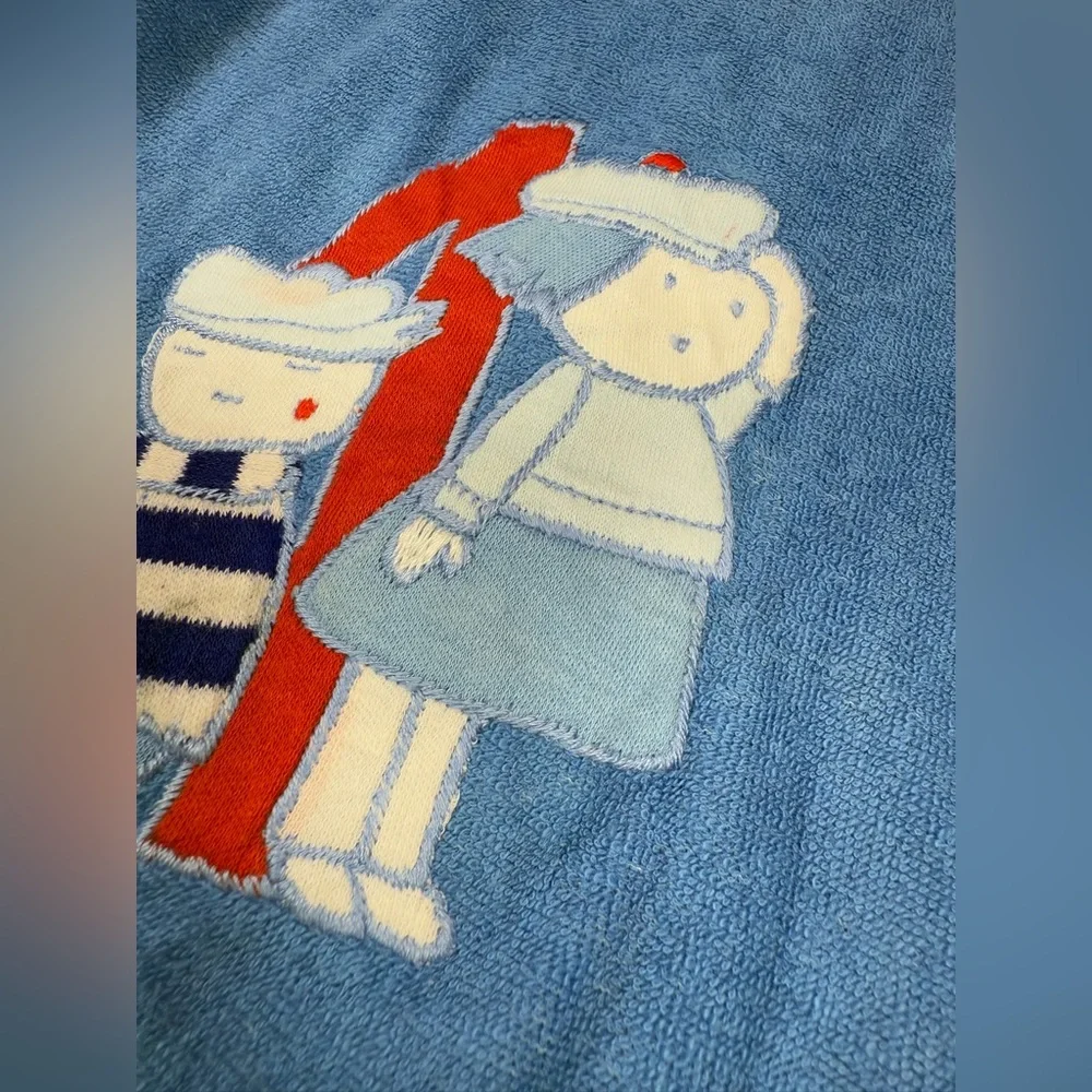 SAB' VINTAGE 80s Terrycloth‎ Nautical Applique Sleeper Footie Pajamas Size 6-12M