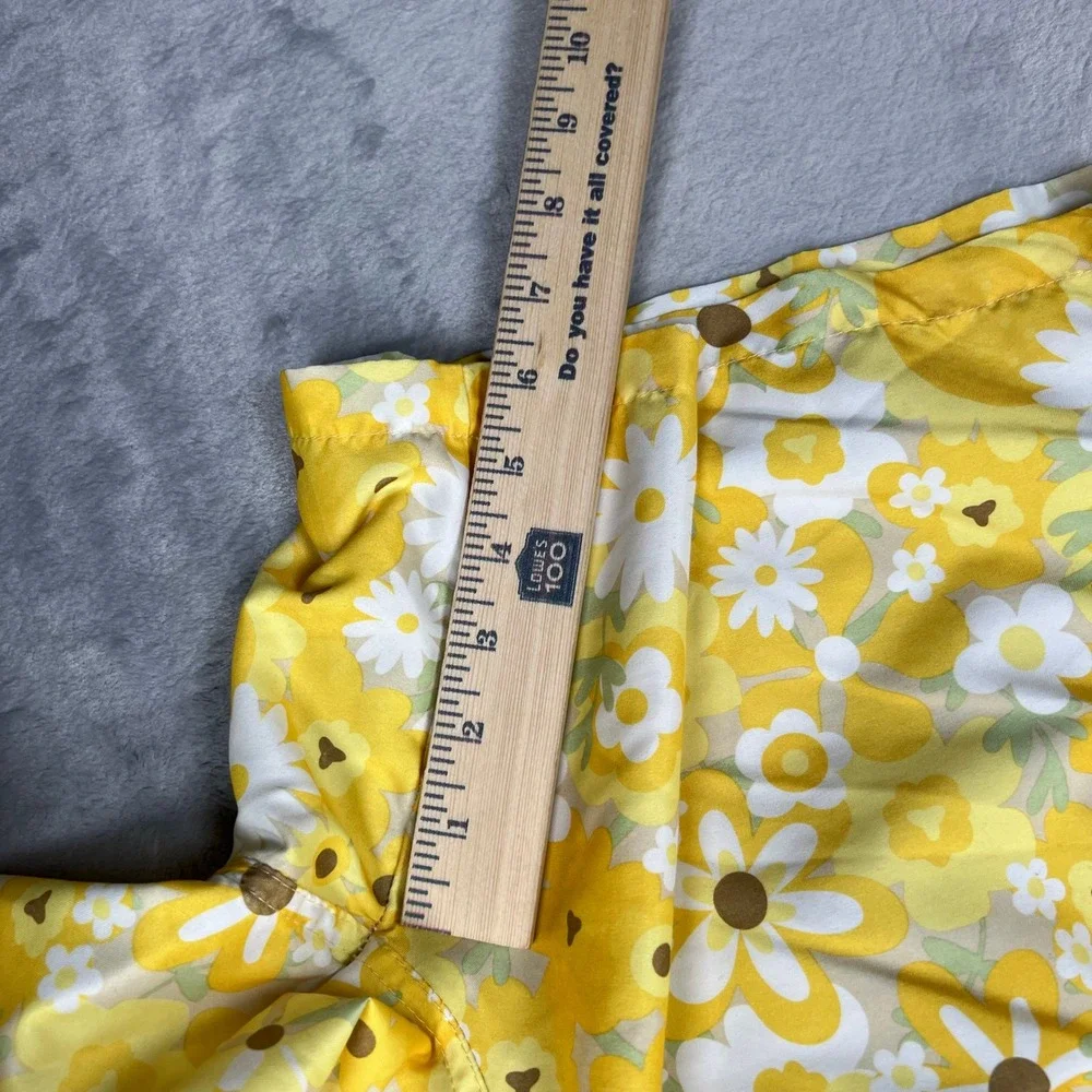 Free Planet Swim Trunks Mens XL Yellow Floral Retro Board Shorts 6in Inseam
