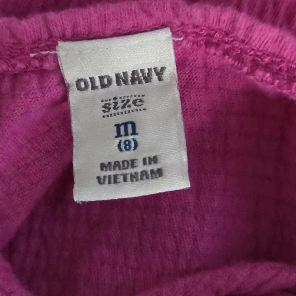 Old Navy Blouse Girls 8 Pink Embroidered Scoop Neck Elastic Hem Short Sleeve Top