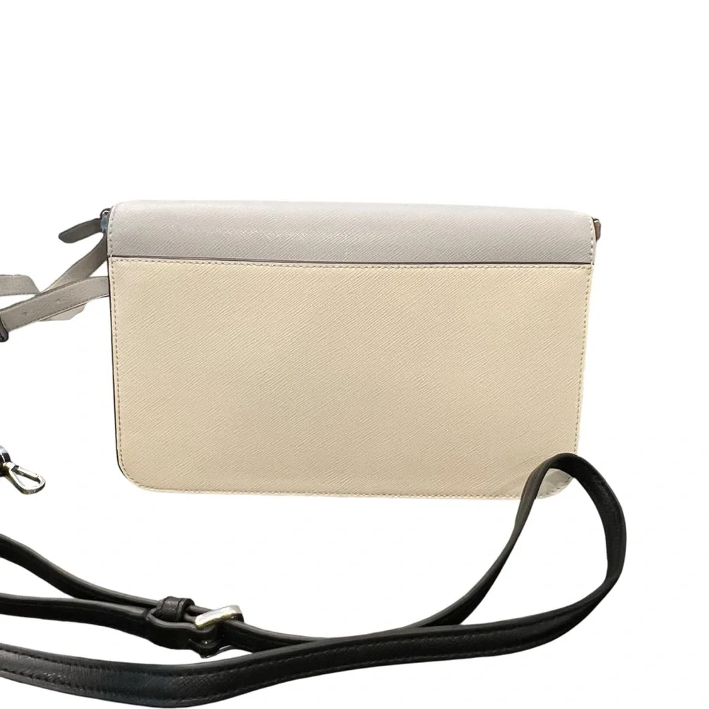 Kate Spade Madison Leather Colorblock Flap Crossbody Bag Credit Card Wallet Grey