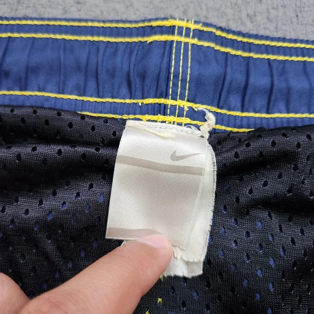 Nike Mens Navy Blue Yellow Colorblock Board Shorts Swim Trunks Mesh Lined