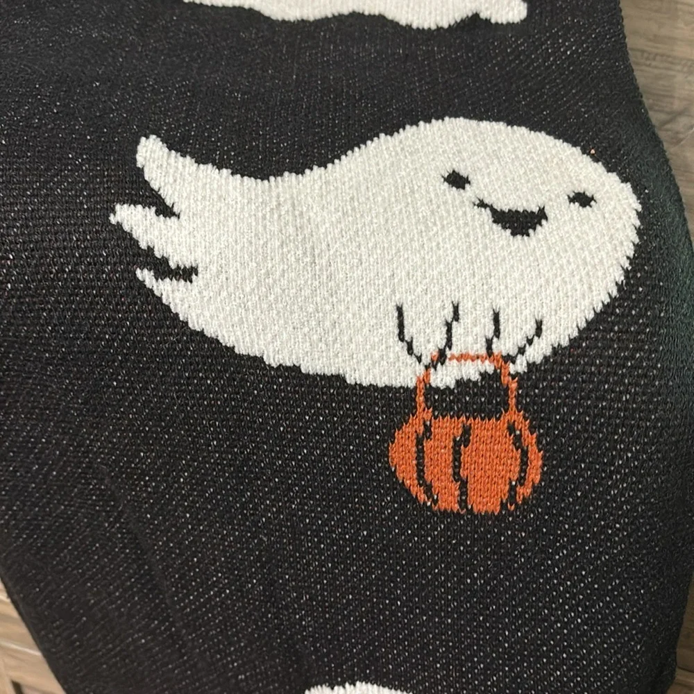 GOBLIN & GHOUL BLACK GHOST PUMPKIN JACK O LANTERN OVERSIZED HALLOWEEN THROW NWT