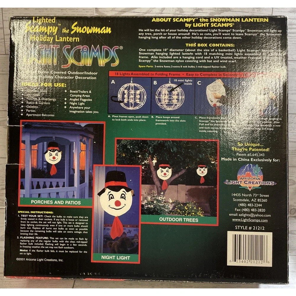 Scampy The Snowman Lighted Holiday Lantern Outdoor/Indoor Christmas‎ Display Vtg