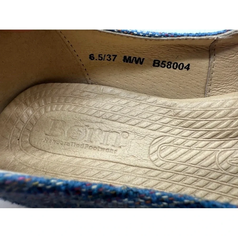 Born‎ Blue Striped Woven Espadrille Flats Womens 6.5 B58004 Handcrafted Slip On