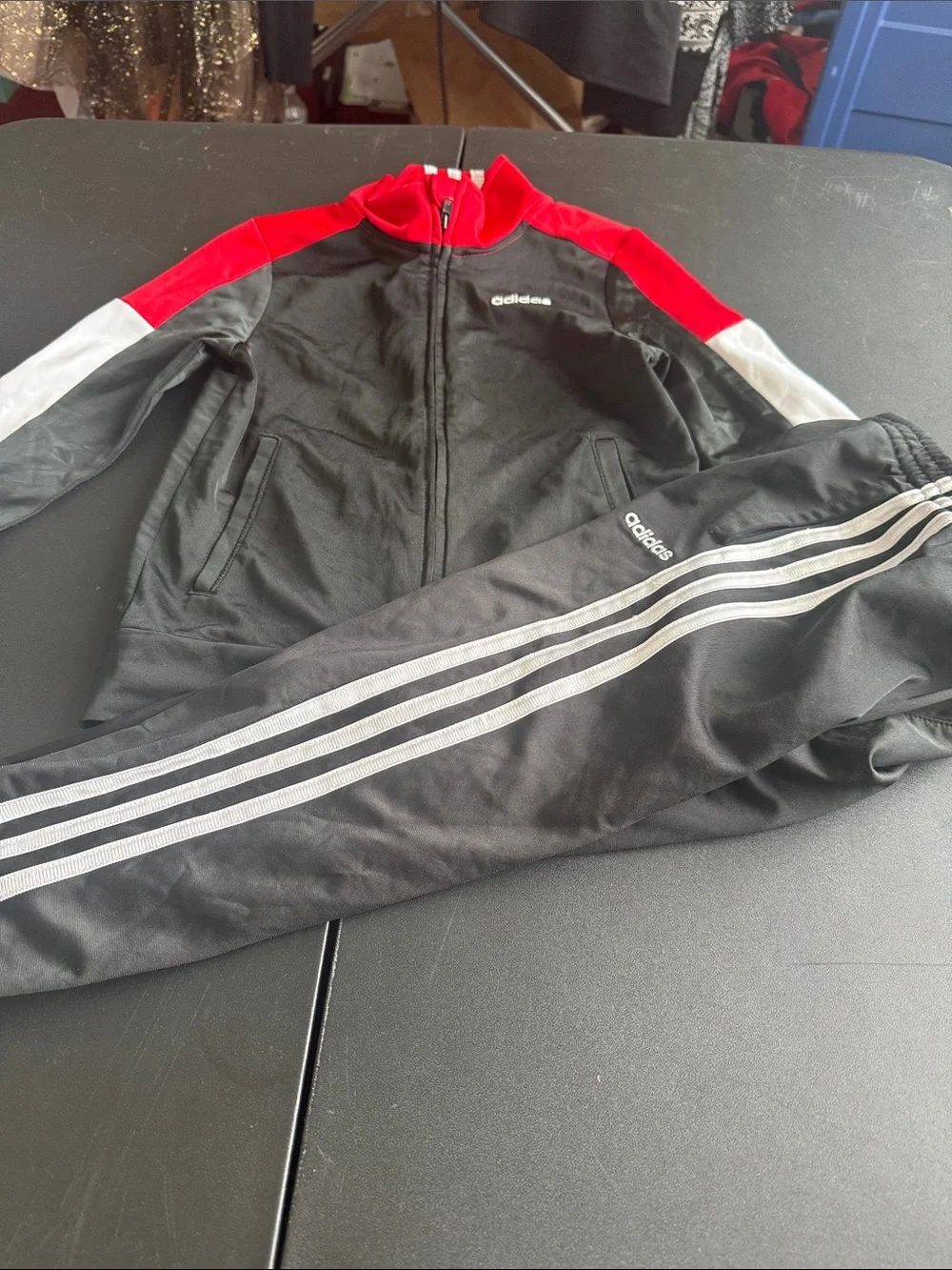 adidas Kids Black, Red & White Track Jacket Set