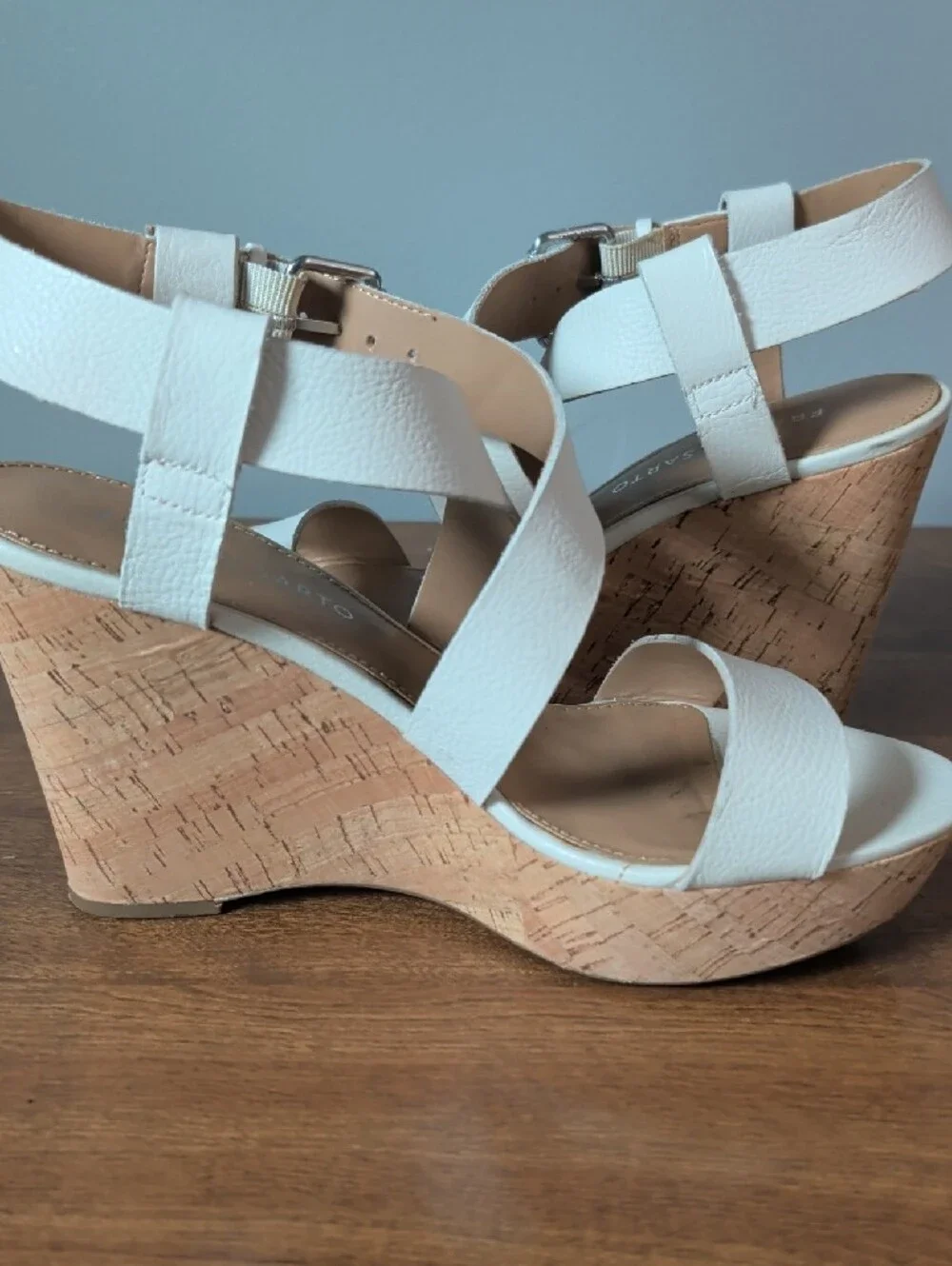 Franco Sarto White Cork Wedge Espadrilles