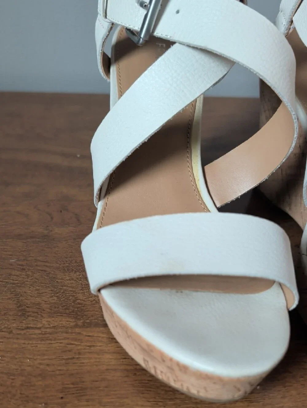 Franco Sarto White Cork Wedge Espadrilles