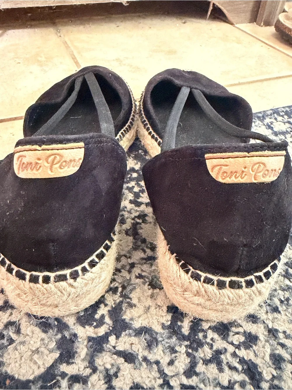 Toni Pons Black Suede Espadrille Flats