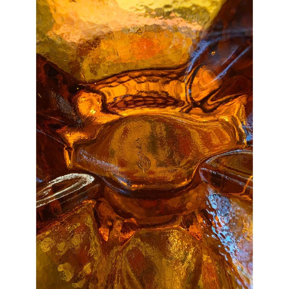 L.E. Smith Amber Glass Turkey Dish Vintage Lidded Jar