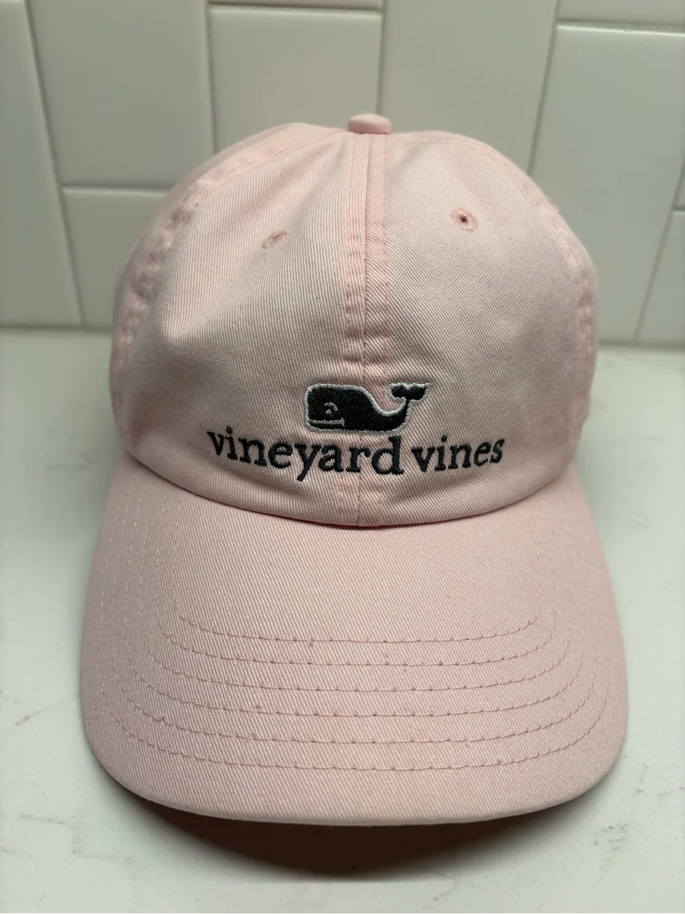 Vineyard Vines Pink Whale Cotton Strapback Baseball Cap Dad Hat⁠
