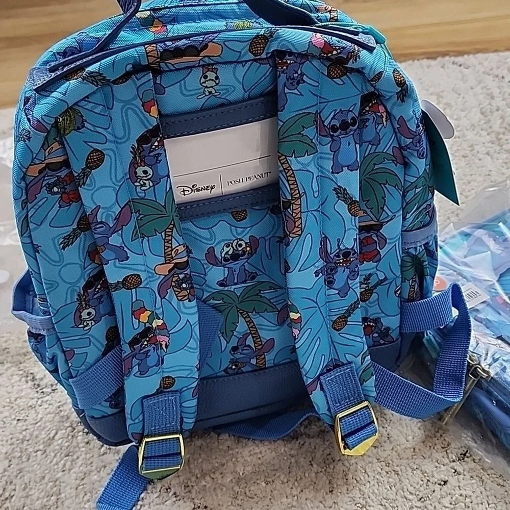 NEW Posh Peanut Small Backpack & Lunchbox Set Kids OS Blue Disney Stitch NWT
