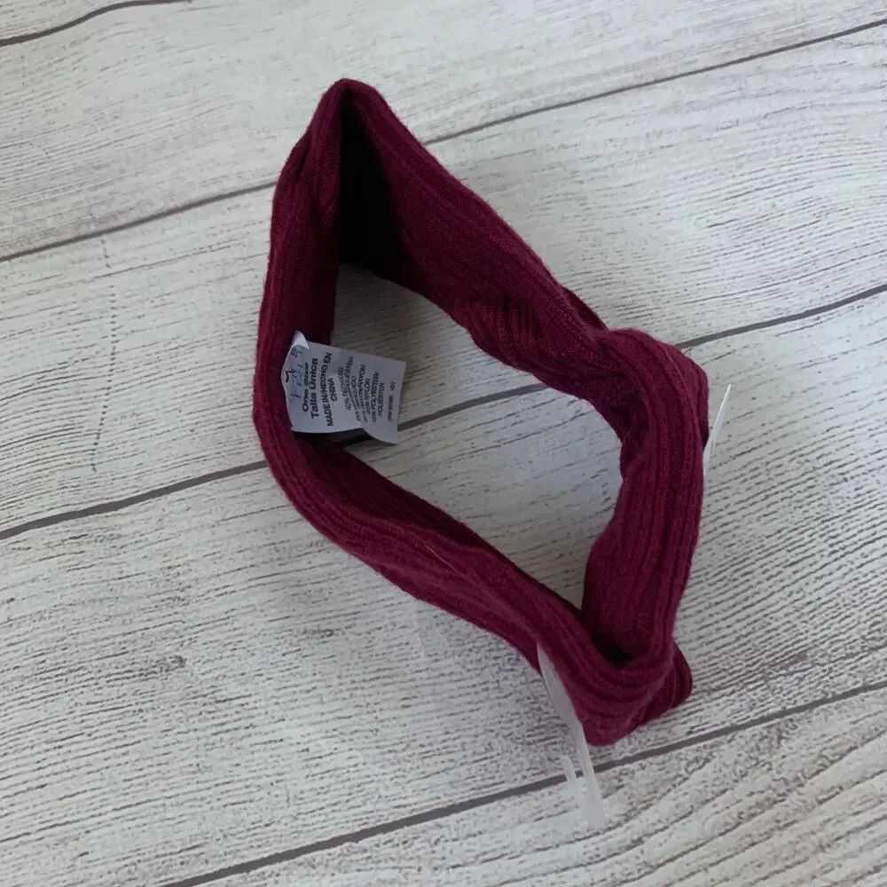 Time and Tru Burgundy Knit Headband Ear Warmer Winter Twisted Bow One Size