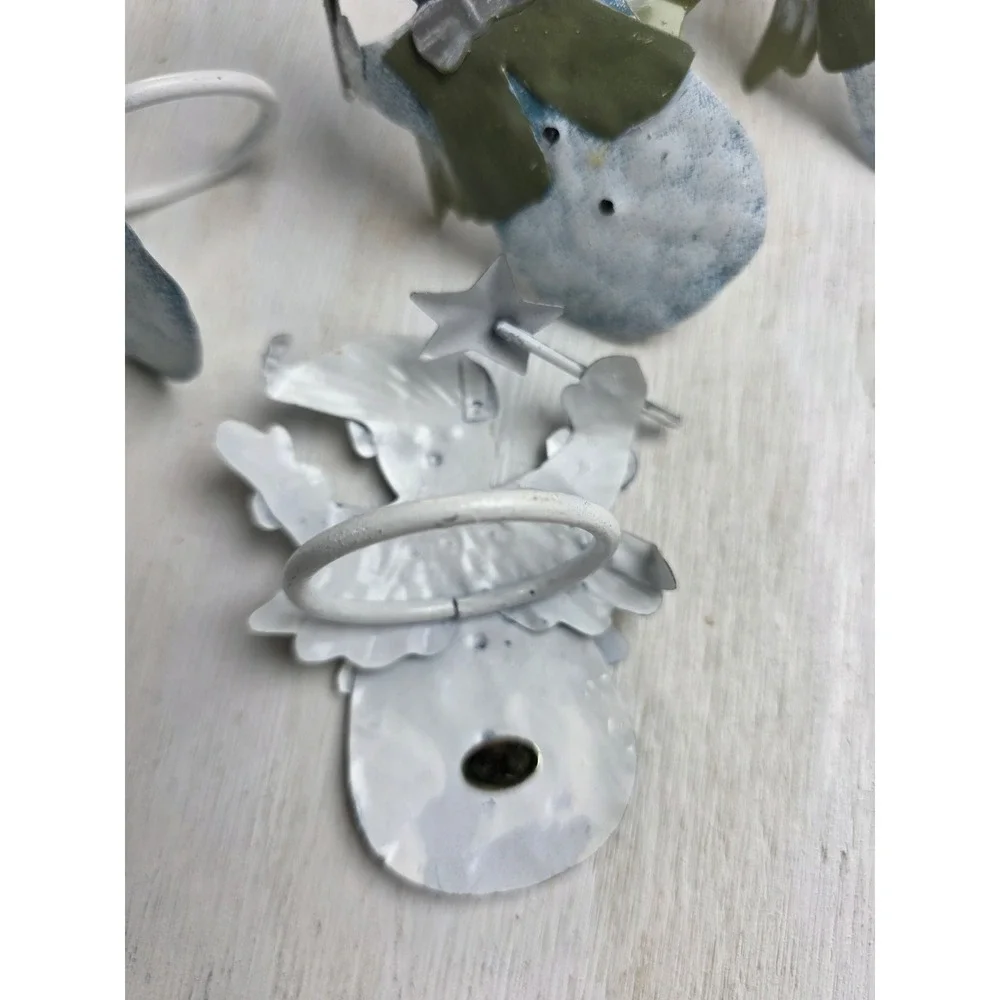 8 Vintage Metal Snowman Napkin Rings Christmas Rustic Cottagecore Holiday Decor