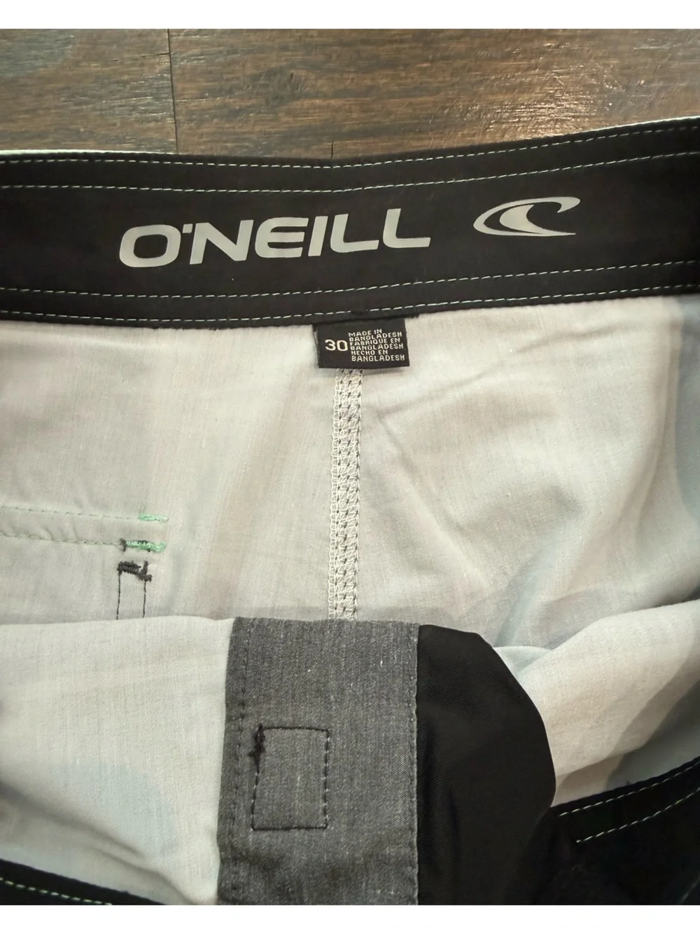 O'Neill Men's Mint and Charcoal Striped Boardshorts