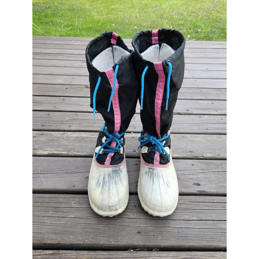 Sorel Kaufman Winter Boots Black Pink Blue Retro Snow‎ Duck Boots Mens 11