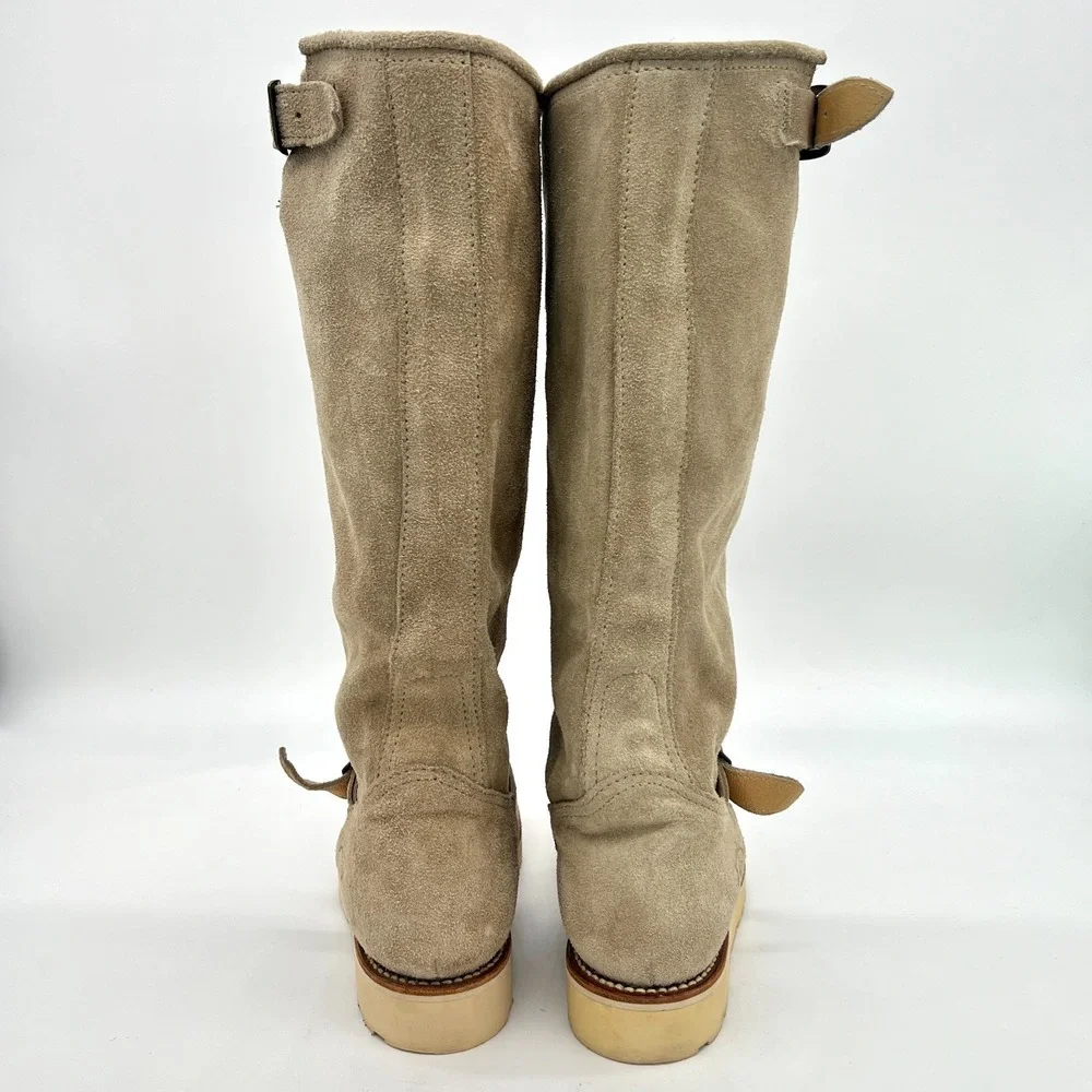 Sendra Women's Knee High Boots US Sz 10 EU Sz 41 Tan Suede Buckles Rubber $250