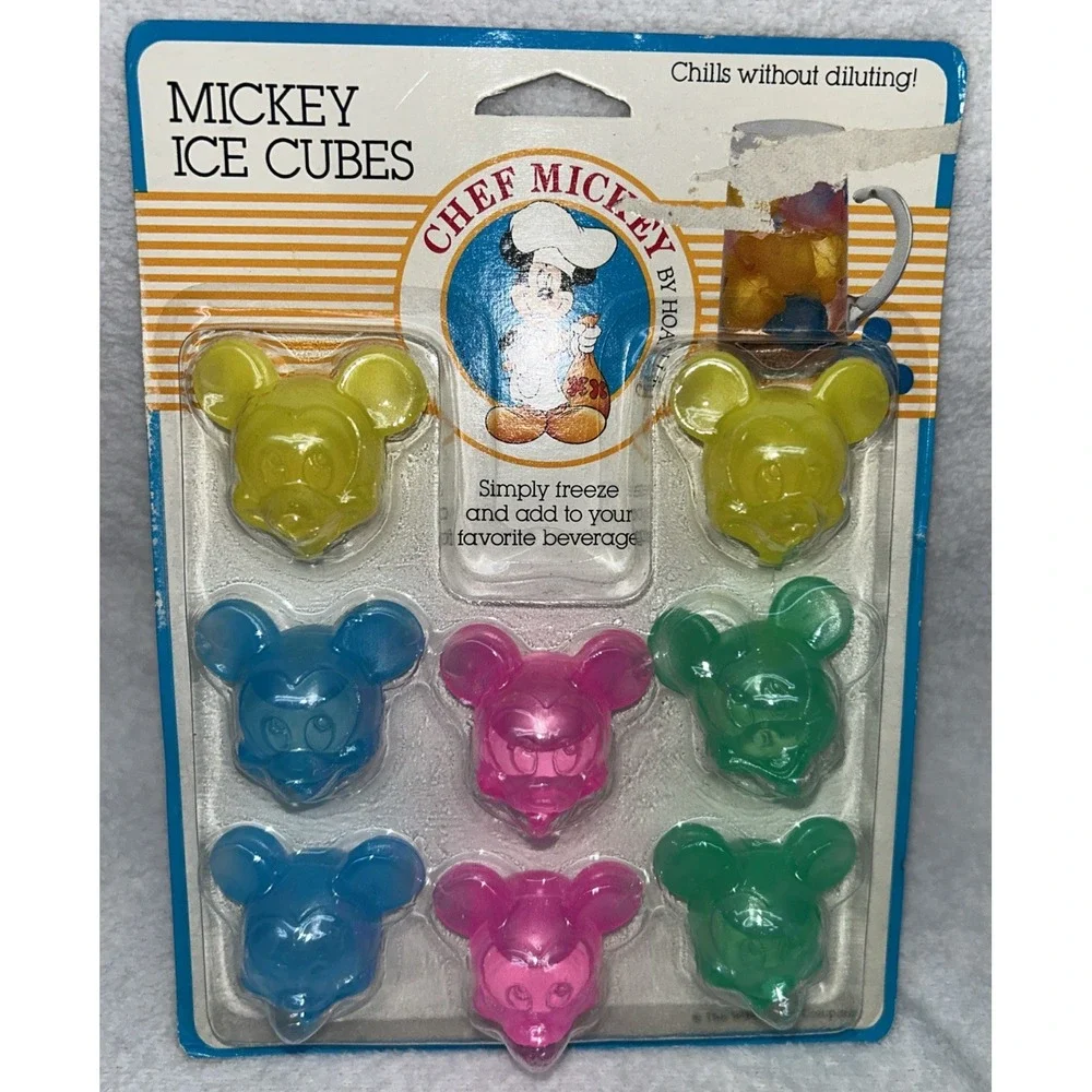 Vintage Disney Mickey Mouse Ice Cubes Molds 8 Pcs Chef Mickey Factory‎ Sealed