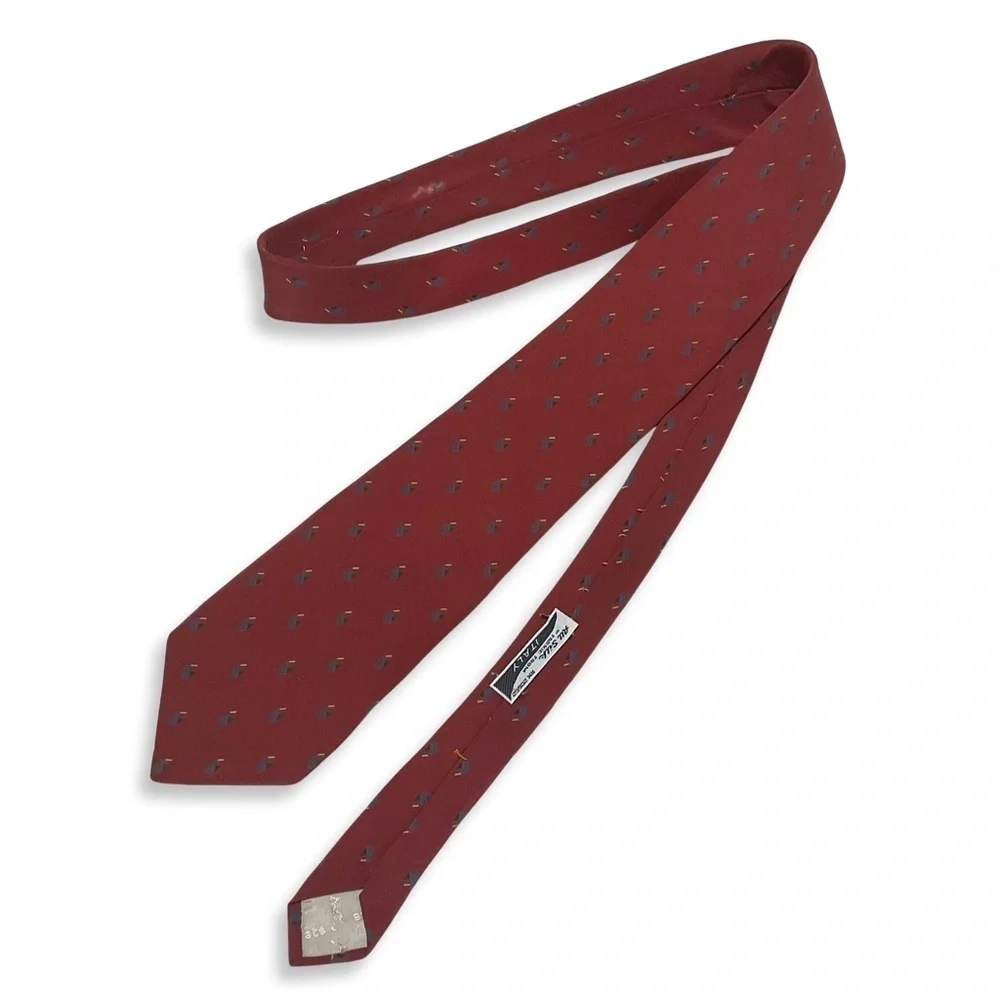 VTG‎ John Silk & Co Haberdashers Men Silk Tie Preppy Red Blue Foulard Italy Rare