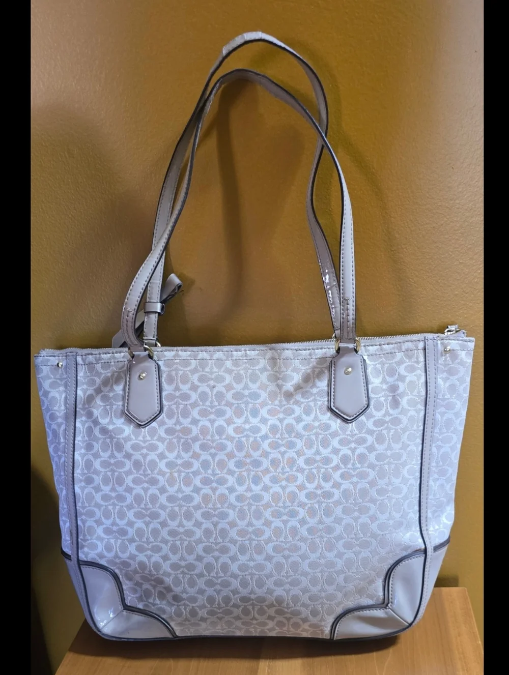 Coach Signature Tote in Light Beige and Cream