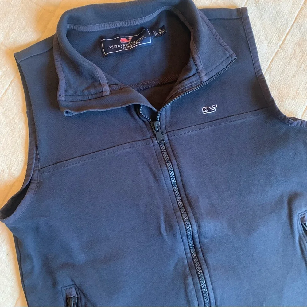 Vineyard Vines Boys Dark Blue Coastal Zip-Up Vest Size Medium (12-14)‎