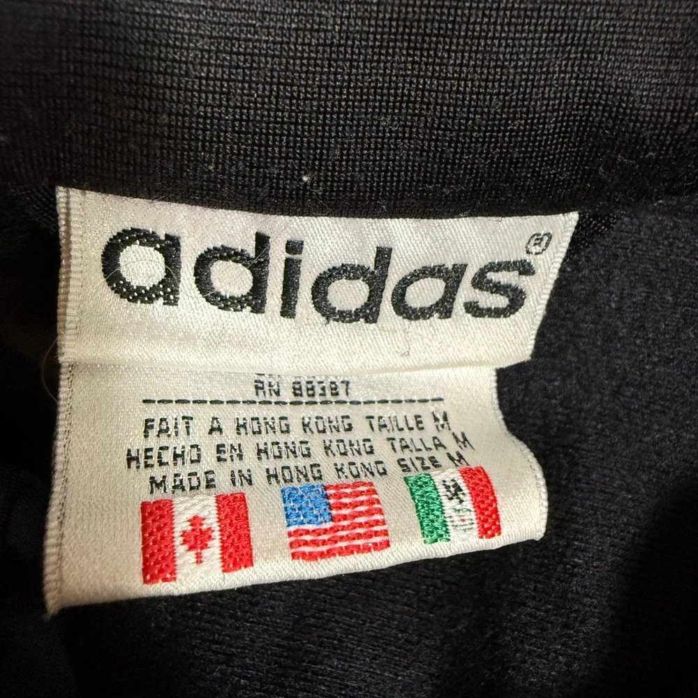 Adidas Track Jacket‎ Black White Stripes Zip Front Collared Size M