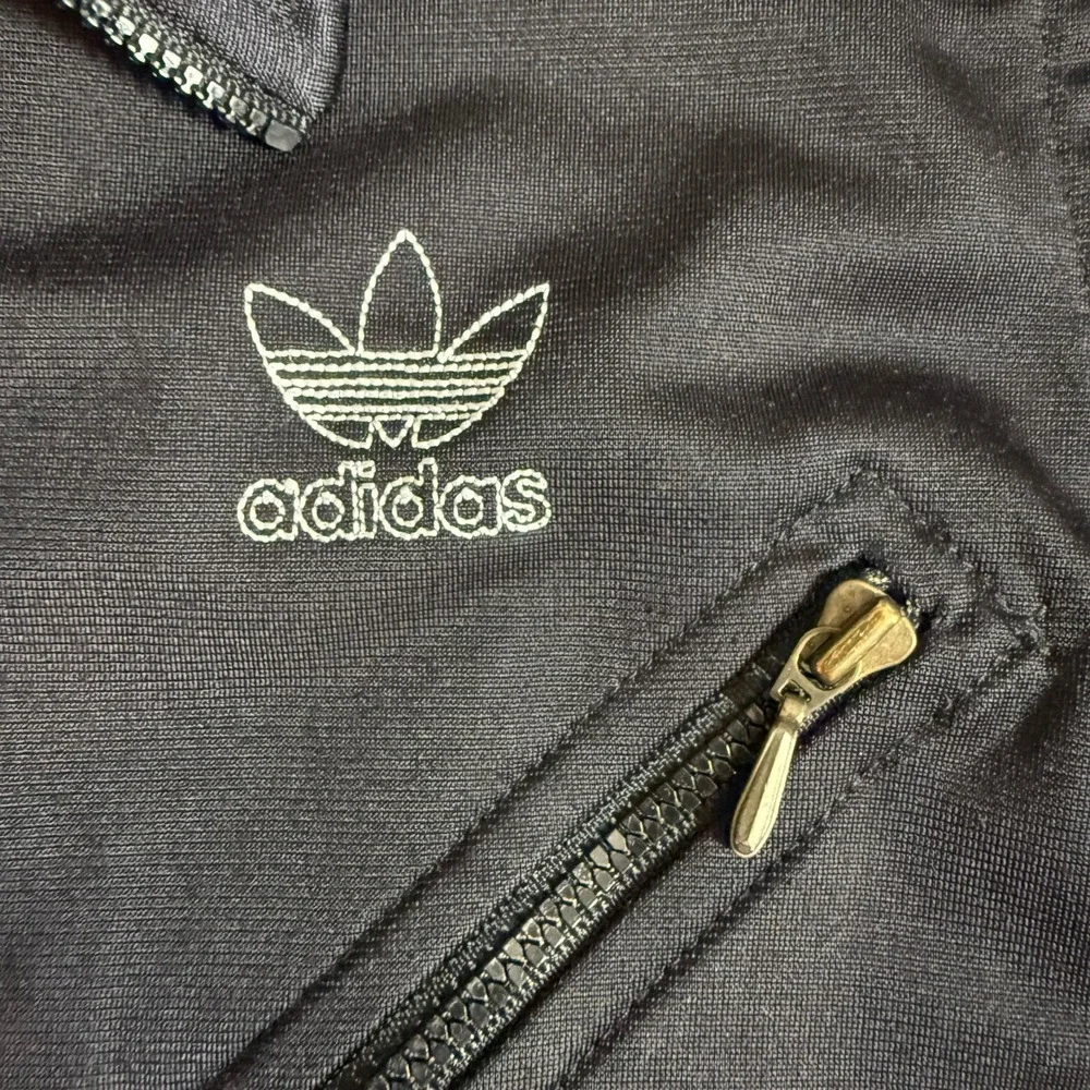 Adidas Track Jacket‎ Black White Stripes Zip Front Collared Size M