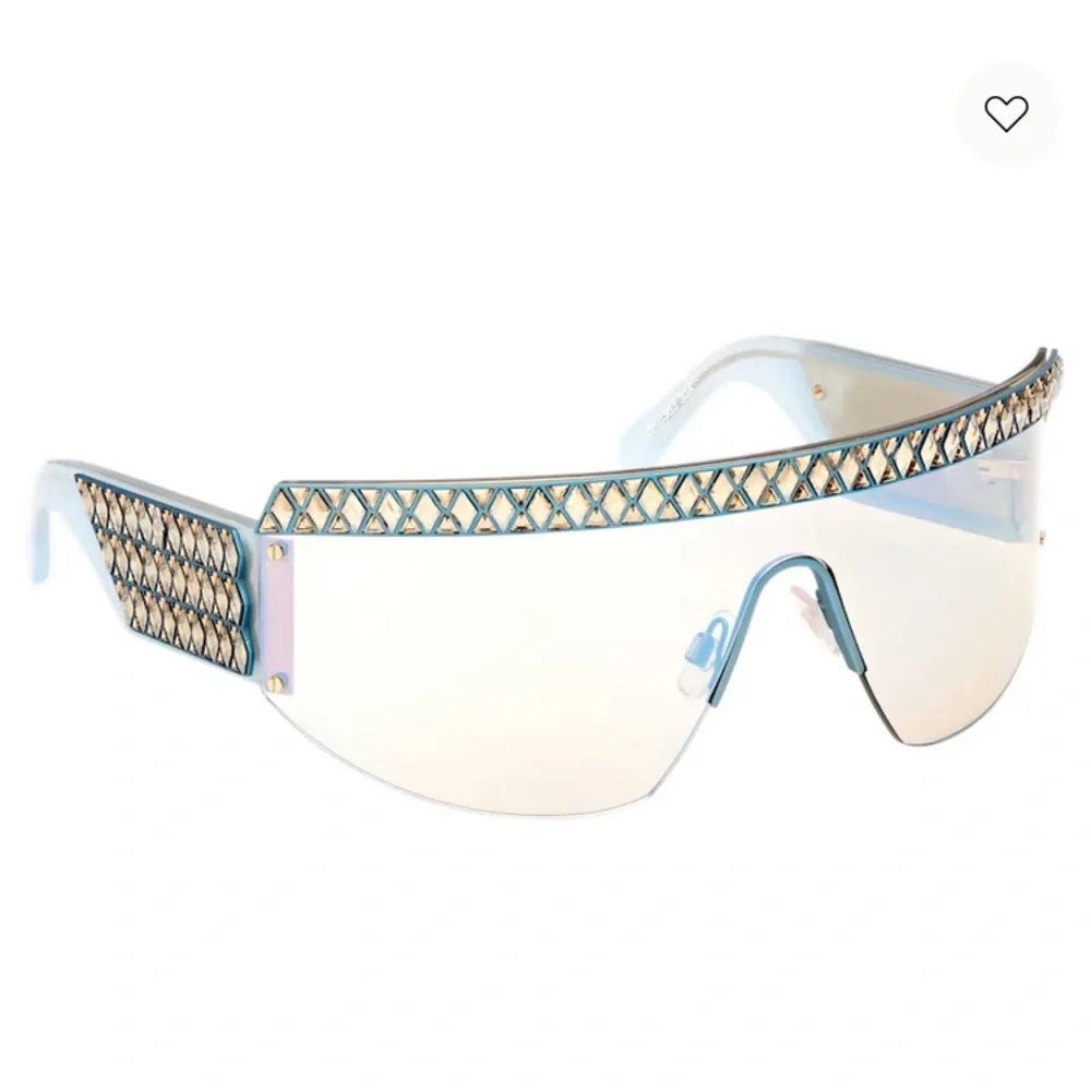 SWAROVSKI Crystal Shield Mask Bling Sunglasses SK0363 Blue Gold Rare New $700