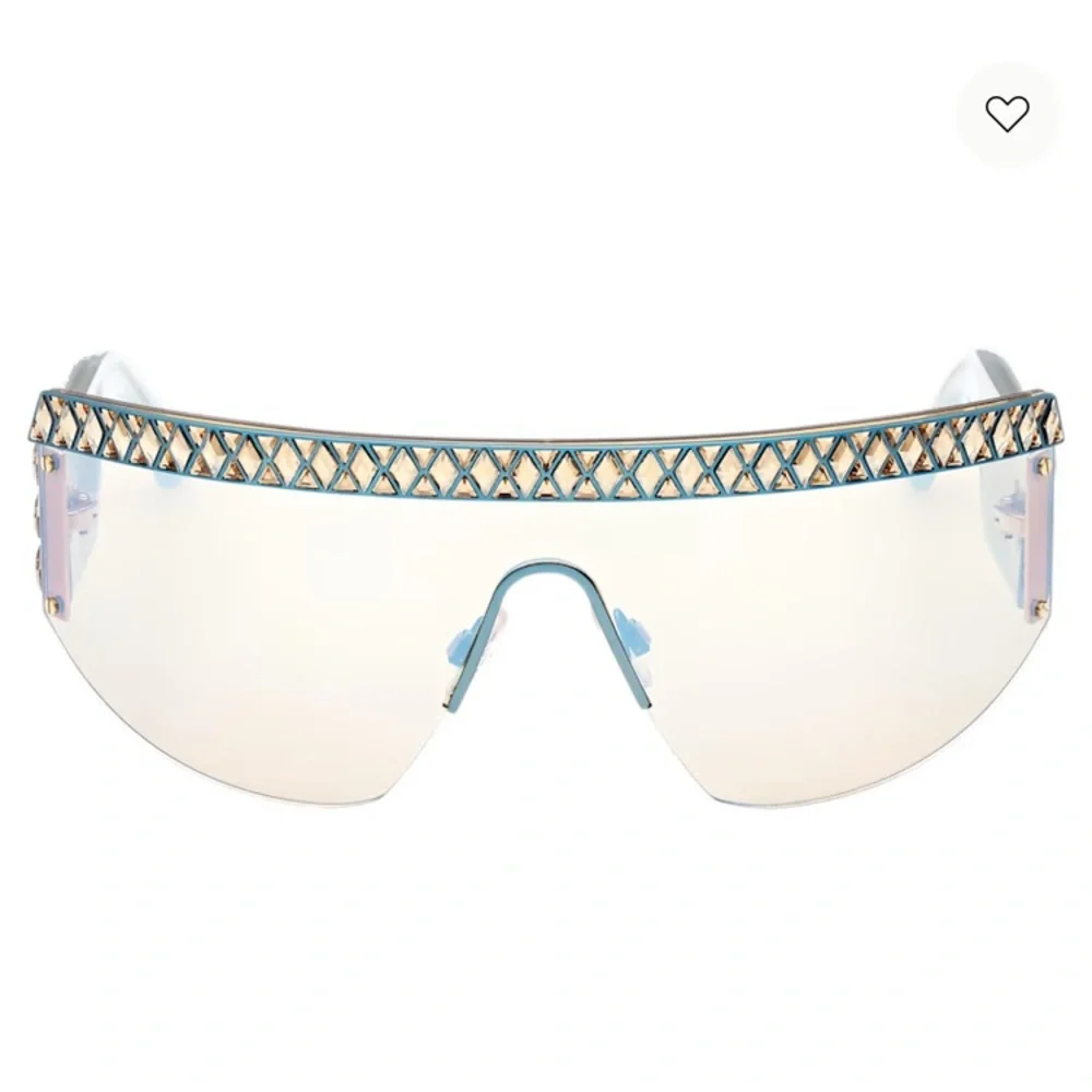SWAROVSKI Crystal Shield Mask Bling Sunglasses SK0363 Blue Gold Rare New $700