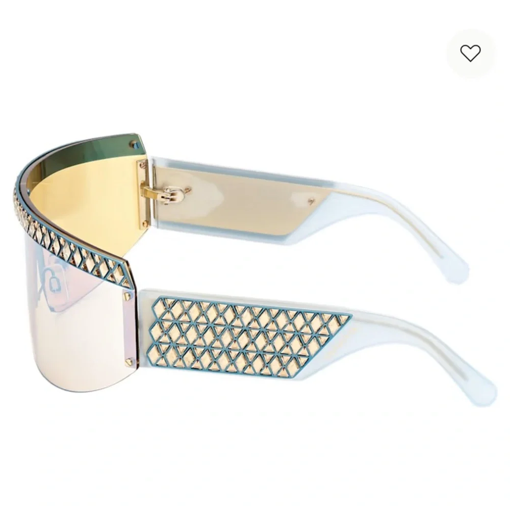 SWAROVSKI Crystal Shield Mask Bling Sunglasses SK0363 Blue Gold Rare New $700