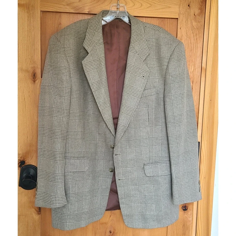 Christian Aujard‎ Sz 42R Brown Tan Silk Wool Tailored Sport Coat Jacket Blazer