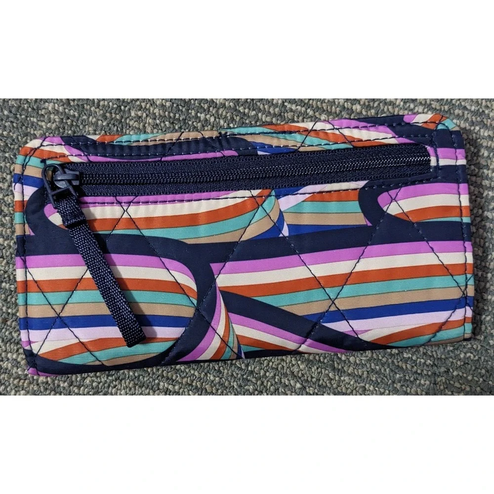 VERA BRADLEY Wallet Retro Ribbons Ultralight Snap Retro Navy Blue And Multicolor