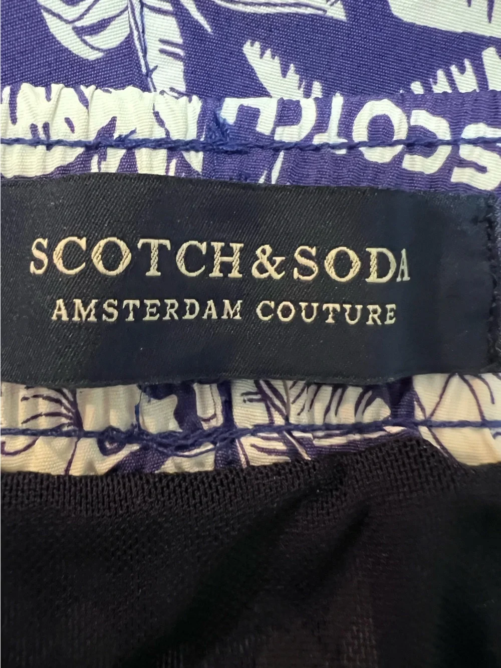Scotch & Soda Royal Blue Tropical Swim‎ Trunks with Side Stripes. Size XL.