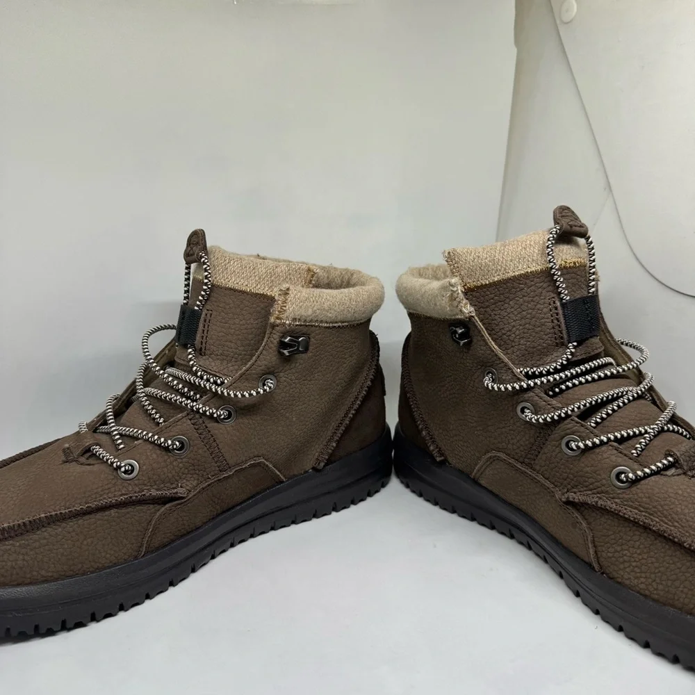 Hey Dude Mens Leather Bradley Boots Brown Color Size 8