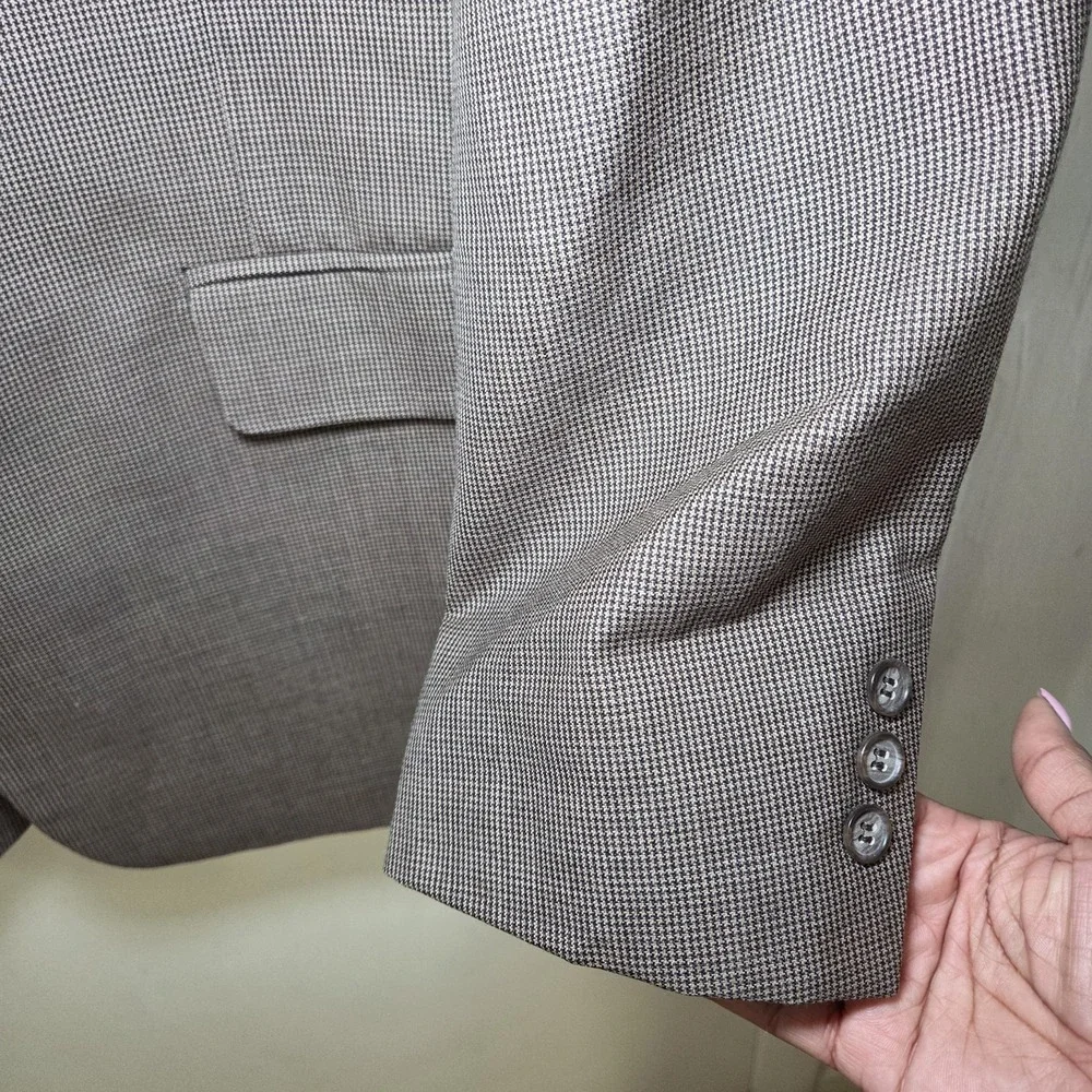 Sturbridge‎ Classics Mens 44L Sport Coat Blazer Brown Houndstooth Wool 2 Button