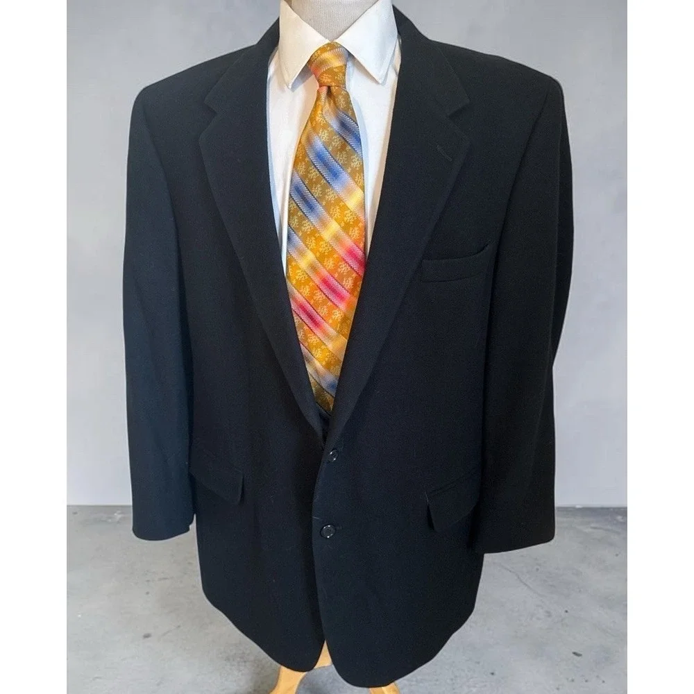 Brooks Brothers Sport Coat Mens Sz 46L Black Camel Hair USA Made Blazer Jacket
