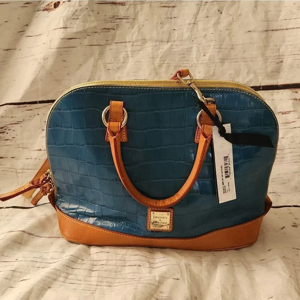 Dooney & Bourke Croc Embossed‎ Zip Satchel NWT