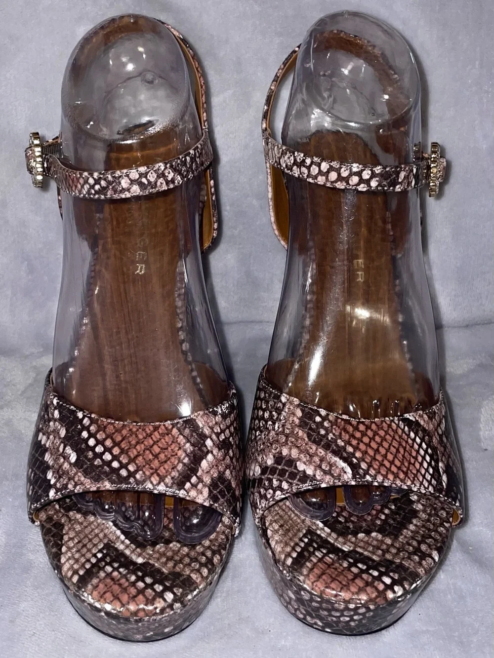 Kurt Geiger London Women Size 41 / US 10 Snake Platform Wedge Sandals Rhinestone